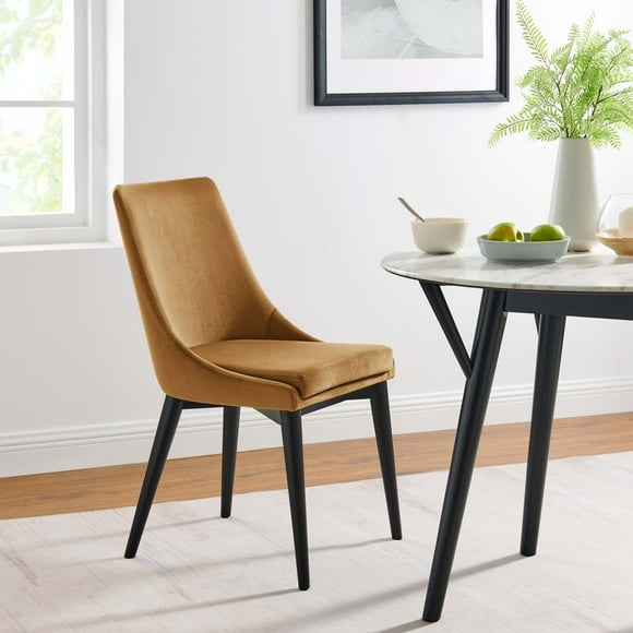 Modway Viscount Performance Velvet Dining Chair in Cognac