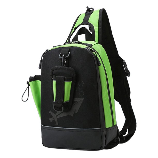 Bolsa de aparejos de tela Oxford para pesca, bolsa de almacenamiento, bolsa de pecho para hombro al aire libre, pesca verde fluorescente Zulema Paquete de hombro al aire libre