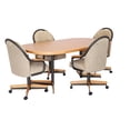 thumbnail image 3 of Caster Chair Company 5-Piece 42x[54/72] Caster Dining Set Wood Edge Laminate Table Top & Wheat Chairs, 3 of 15