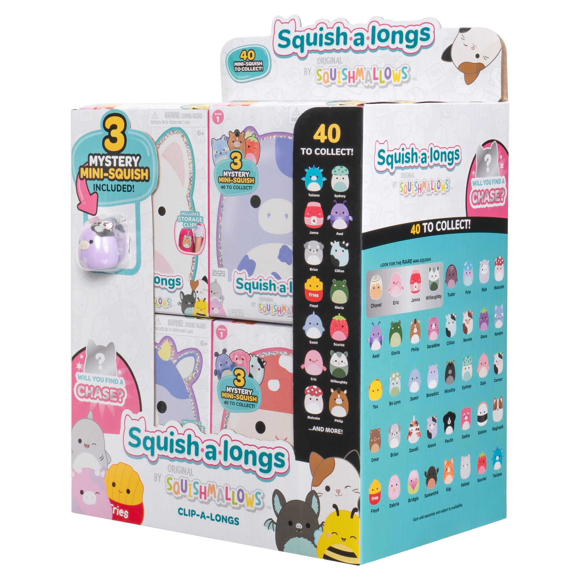 (2 pack) Squishmallows Squish-a-Longs Clip-a-Longs – 1 Random Mini Plush, Styles May Vary