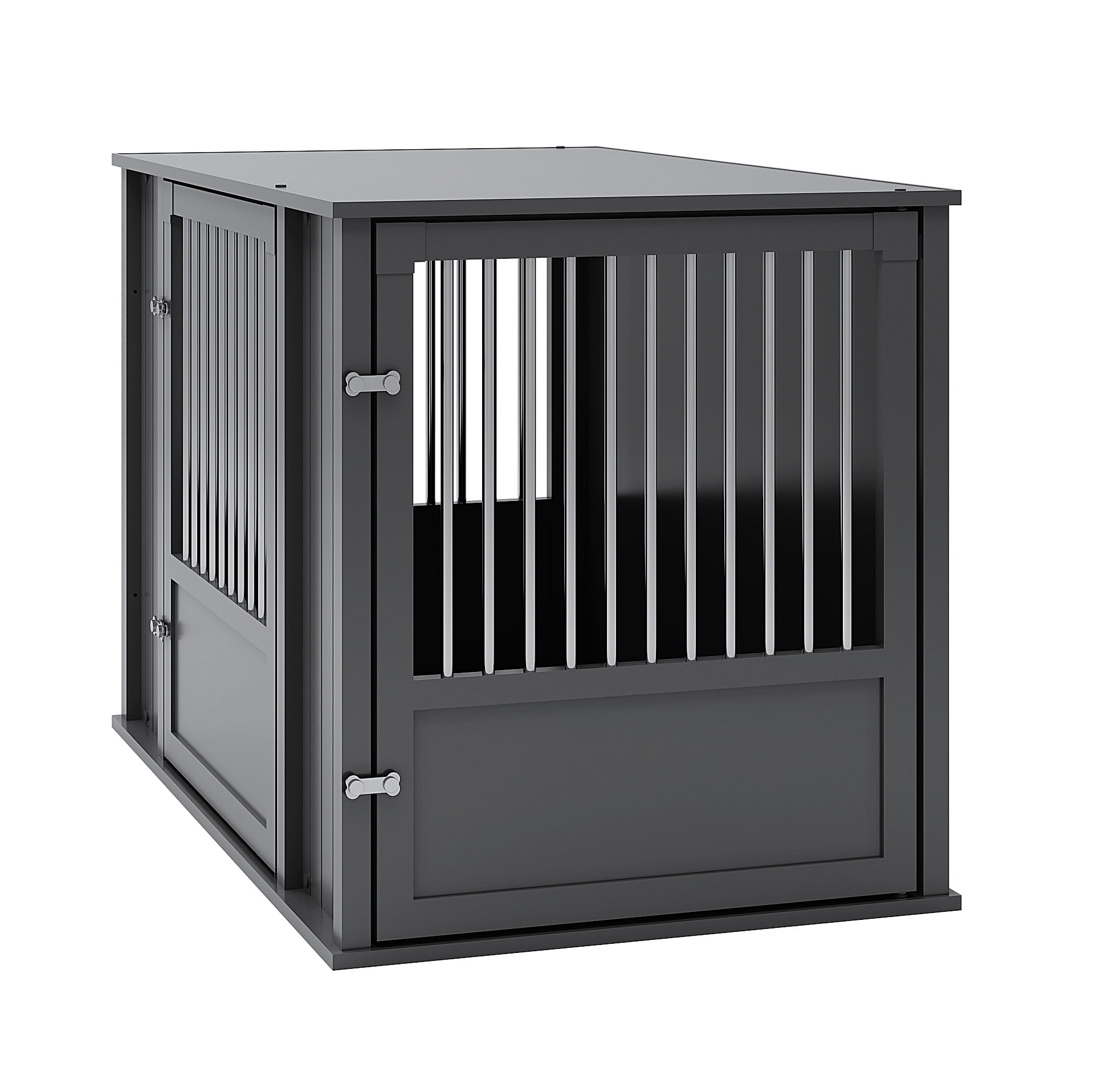 New Age Pet® ECOFLEX® Flexi Door X Large Dog Crate in Black with Brushed Stainless Bars