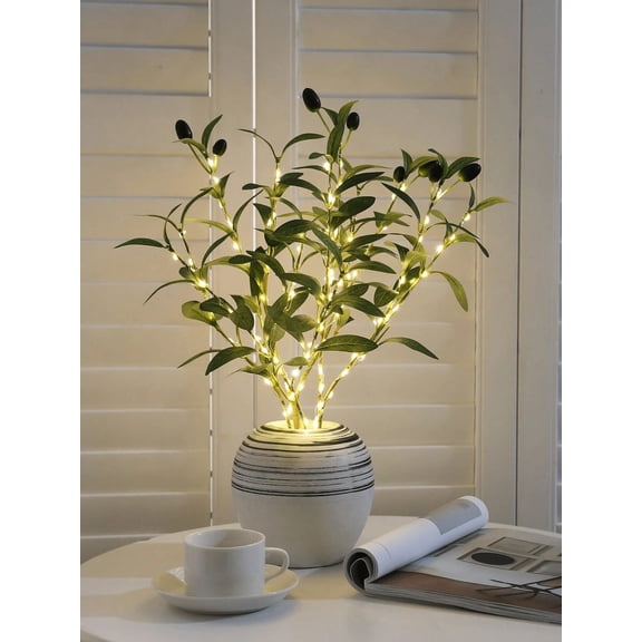 1pc Olive Branch LED Light Modern Home Decor Lamp Suitable For Festivals Weddings Birthdays Party Atmosphere Creation Great For Cabinet Dining Table Cafe Decoration
