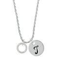 thumbnail image 1 of Delight Jewelry Silvertone Daughter Eternity Ring Silvertone Script Initial Disc - T - Charm Necklace, 20"+3", 1 of 4