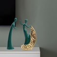 thumbnail image 4 of Estatua Parejas Estatuilla Decoración para Sala de Escultura de cerámica Adorno para Estante, 4 of 8