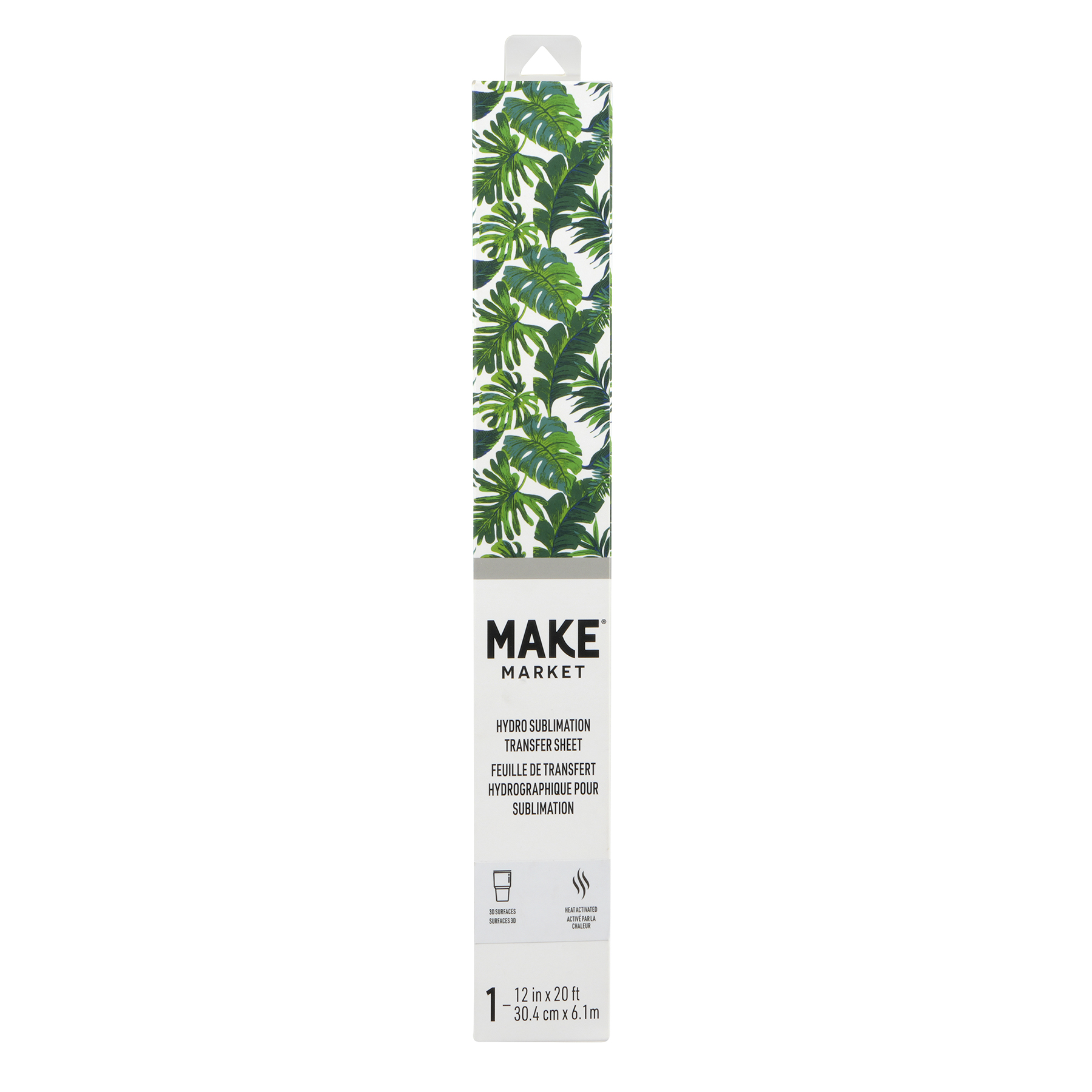 12" x 20ft Tropical Leaves Hydro Sublimation Transfer Sheets by Make Market â€“ Water-Activated Wraps for 3D Surfaces - No Printer Needed - 12 Pack