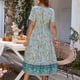thumbnail image 4 of Vestido De Manga Corta, Diseño De Botones Vestido Floral Casual Cuello En V Para Vacaciones ANGGREK Otros, 4 of 6