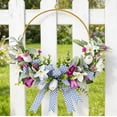 thumbnail image 4 of Corona de primavera para la puerta principal | Corona floral con marco de metal para decoración durante todo el año | Corona de flores artificiales para decoración de paredes interiores y exteriores, 4 of 8