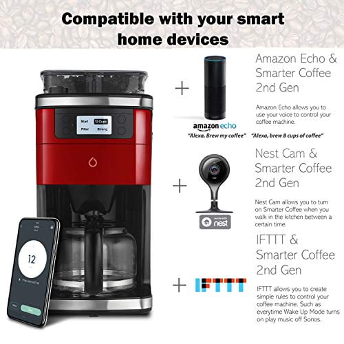 Smarter Smart iCoffee Brew Coffee Maker in Red with Built in