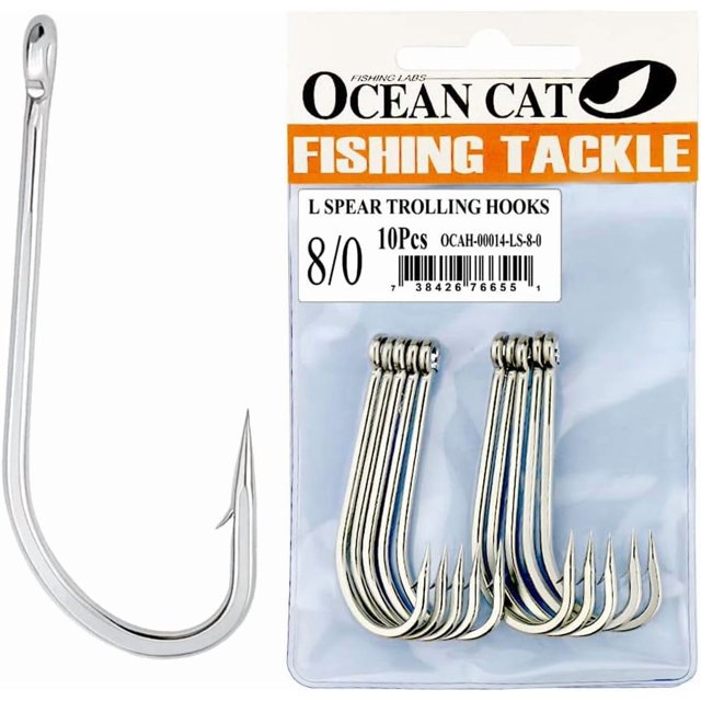 czcpp-Classic Stainless Steel Fishing Hook Short Long Spear Barbed Offset Point Octopus Hooks Circle Trolling Hooks Fishing Tackle for Saltwater and Freshwater