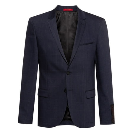 Hugo by Hugo Boss Mens Anfred204 Prince of Wales Washable Suit Jacket 46R Blue