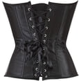 thumbnail image 3 of SAYFUT Women's Satin Corset Lingerie Sexy Plus Size Overbust Corset Shapewear Top Bridal Dress Black S-6XL, 3 of 4