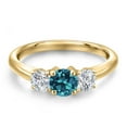 thumbnail image 3 of Gem Stone King 10K Yellow Gold London Blue Topaz and Lab Grown Diamond Engagement Ring for Women | 1.24 Cttw | Round 5MM | Gemstone November Birthstone | Size 6, 3 of 6