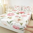 thumbnail image 3 of Manfei Vintage Flower Floral Queen Sheet Sets,Rustic Lodge Flat Sheet,Pink White Green Queen Fitted Sheet For Daults,Ultra Soft Home Decor,4pcs, 3 of 7
