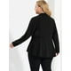 thumbnail image 5 of Blazer de talgrande pamujer con solacon muescas, dobladillo con volantes y péplum, paNavidad Negro 3X, 5 of 6