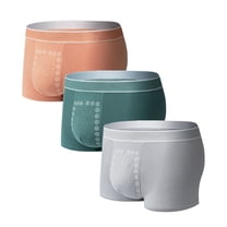 HaoXianJian 3pc Men's Breathable Trunks Underwear Elastic Waistband No Ride Boxers Briefs Support Pouch Trunks Multipack Plus Size L-4X
