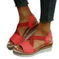 thumbnail image 2 of Mostsola Platform Wedges Sandals for Women Peep Toe Slingback Espadrille Slip on Cross Band Shoes, 2 of 9