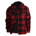 thumbnail image 3 of Domuza Heavy Thick Flannel Plaid Jacket for Men Sherpa Fleece Lined Relaxed Fit Hooded Coat Fall Winter Warm Full Zip Quilted Outwear, 3 of 4