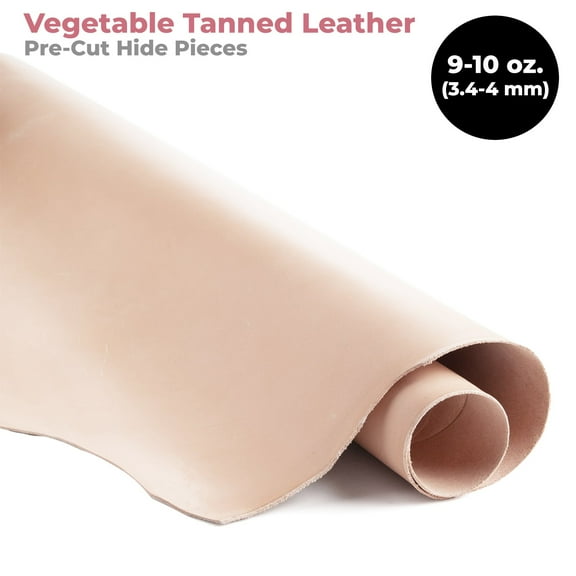 ELW Vegetable Tanned Leather Shoulder 9-10 oz. 3.6-4mm Thickness Weight Pre-Cut 6-8 SQ FT Full Grain Leather Tooling Craft Repair Projects, Carving, Dyeing, Engraving, Wet Molding