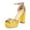 Yellow, variant on XYD Women Block High Heel Peep Open Toe Sandals Ankle Strap Platform Velvet Pumps Elegant Bridal Shoes Size 7 Pink