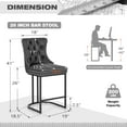 thumbnail image 5 of Summit Living 26 inch Bar Stools Set of 2, Button Back Faux Leather Bar Chairs with Nailhead Trim for Kitchen Dining, Black, 5 of 10