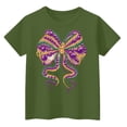 thumbnail image 2 of CCRFTGI Mardi Gras Shirt for Child Girls Size 7 Funny Coquette Bow Shirts Trendy Beads Tee Holiday Crew Neck Gift T-Shirt Dark Green 3-4 Years, 2 of 2