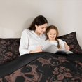 thumbnail image 4 of Castle Fairy Gothic Skull Full Size Comforter Sets 3-Piece,Floral Damask Bedding Comforter Set,Black Taupes,1 Comforter and 2 Pillowcases,Black Reversible, 4 of 6