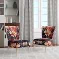 thumbnail image 2 of Designart "Beige Red Harmony In Chaos Balanced Disarray" Beige Floral Upholstered Accent Chair - Traditional Arm Chair For Bedroom, 2 of 5