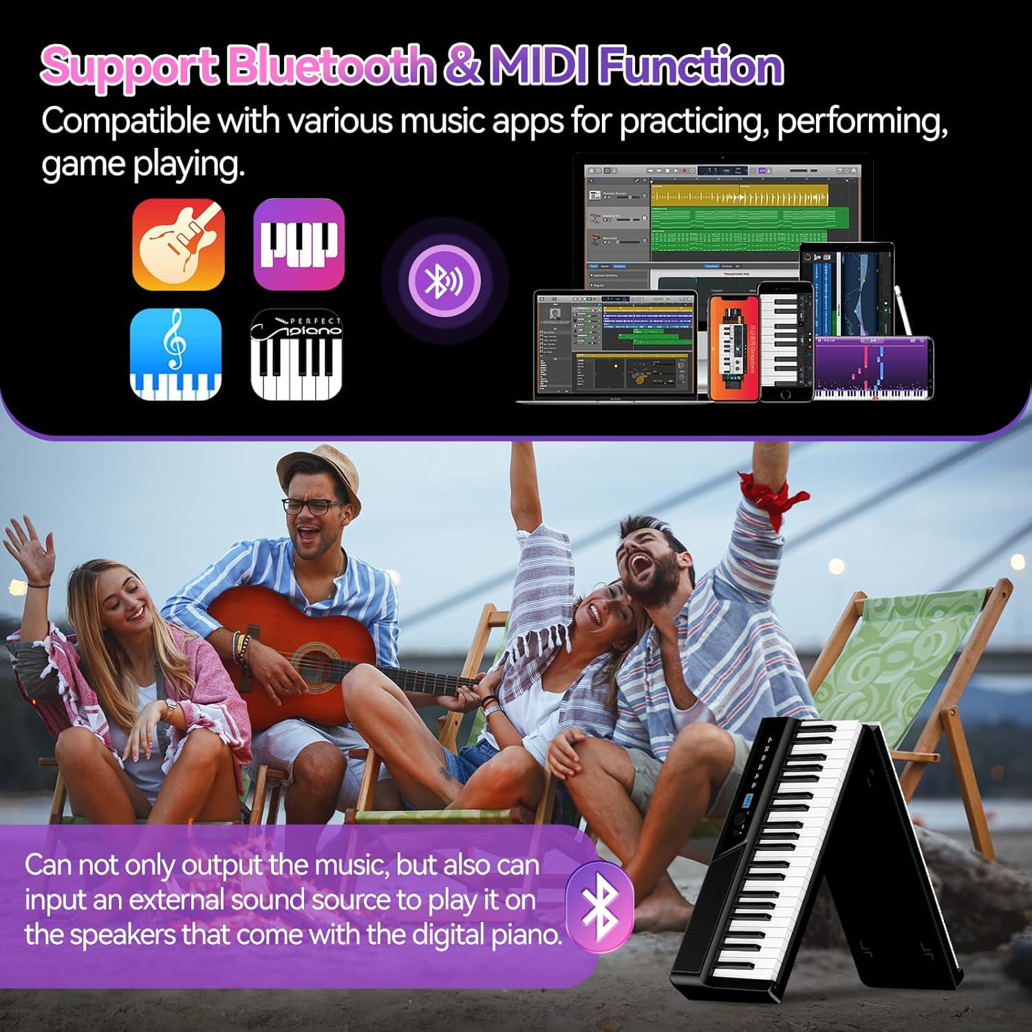 TERENCE Keyboard Piano 88 Keys V50 Digital Piano Weighted Dynamic Keyboard 30W Speakers Touch-Sensitive Control Panel Inbuilt Video and Audio Recording Feature