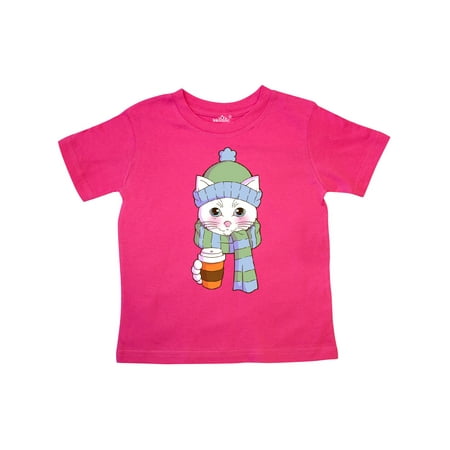 

Inktastic Cute White Cat in Scarf and Hat Gift Toddler Boy or Toddler Girl T-Shirt