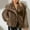 Brown, variant on Women's Plus Size Pink Faux Fur Coat Lapel Button Cardigan Long Sleeve Solid Color Fashion Jacket