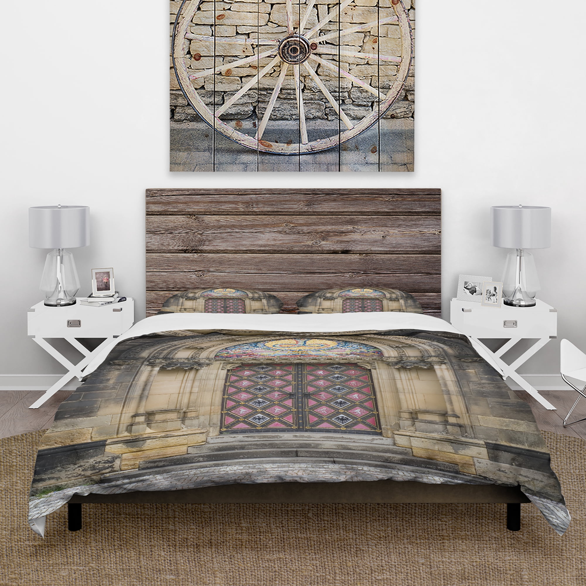Designart 'Ornate Entrance of Church in Prague' Vintage Duvet Cover Set