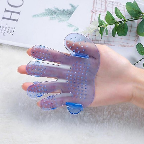 2pcs Blue Bath five-finger brush massage palm cat and dog bathing brush beauty cleaning supplies for pets 12.5 10.5cm