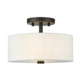 thumbnail image 3 of Beaumont Lane Mid-Century 11" 2-Light Metal & Fabric Semi Flush in Bronze, 3 of 16