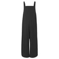 thumbnail image 4 of Womens Cotton Linen Adjustable Casual Summer Bib Overalls Jumpsuits with Pockets Black 5XL, 4 of 5