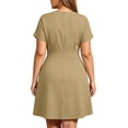 thumbnail image 6 of Gpaecead Women's Short Sleeve V Neck High Waist Dress Plus Size Business Casual Midi Dress With Pockets For Office And Interview Khaki, 6 of 7