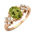 thumbnail image 2 of 925 Silver Rose Plated 8X6 MM Oval Shape Peridot Women Valentines Day Gifts Ring, 2 of 4