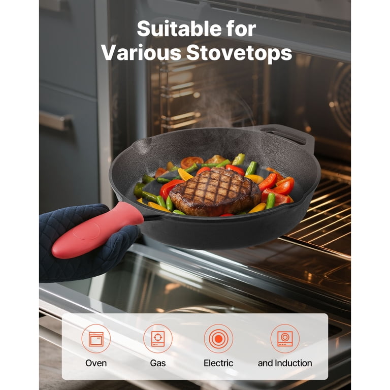Kffkff 4-Piece Cast Iron Skillet Set with Silicone Handles photo 6