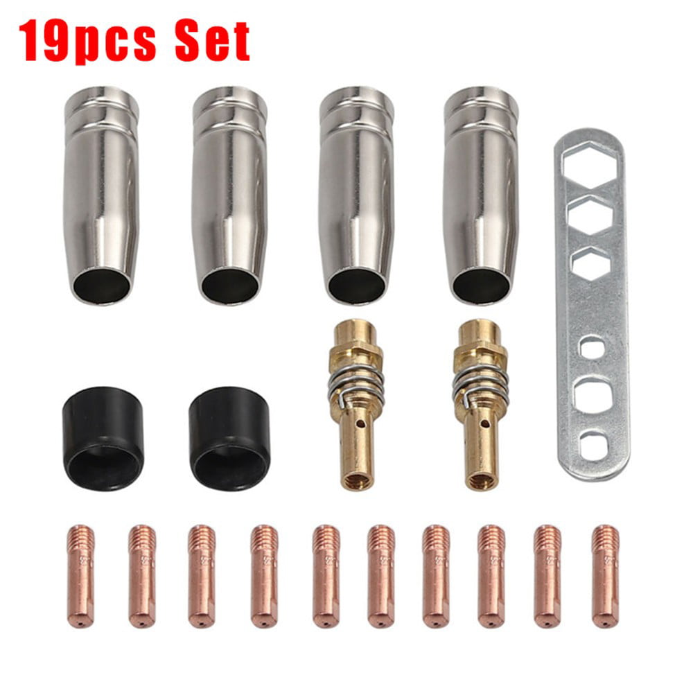 Copper for Binzel 15AK Durable 19Pcs/set Conductive Nozzle Welding Contact Tip 