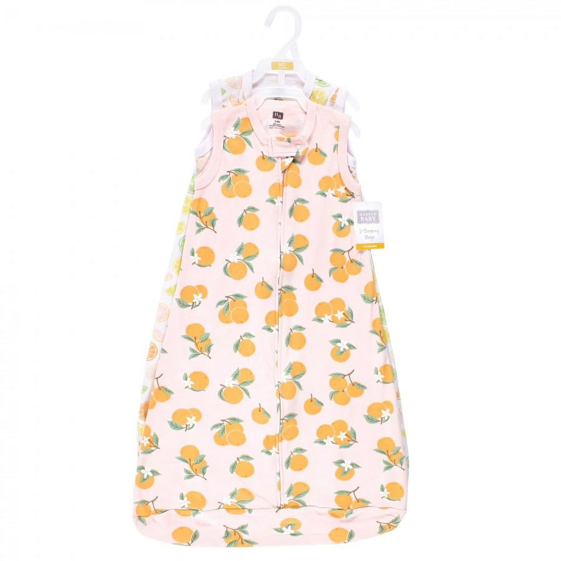 Hudson Baby Infant Girl Interlock Cotton Sleeveless Sleeping Bag, Citrus Orange, 12-18 Months