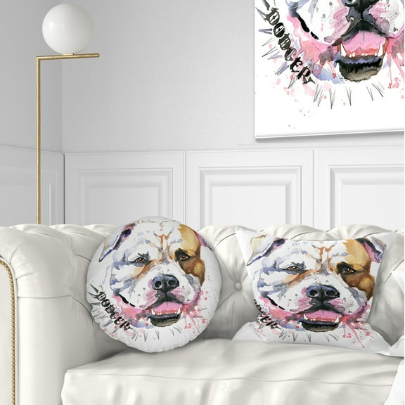 Designart Cute Dog with Open Mouth - Animal Throw Pillow - 12x20