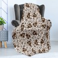 thumbnail image 4 of Earth Tones Soft Flannel Fleece Throw Blanket, Brown Silhouette Petals and Leafage with Spiral Stems Gardening Plants, Cozy Plush for Indoor and Outdoor Use, 50" x 60", Dark Brown White, by Ambesonne, 4 of 5