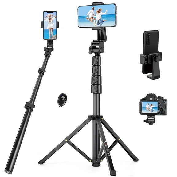 MATN 70" Phone Tripod with Remote & Holder, Portable Cell Phone Stand, Selfie Stick for Video Recording, Compatible with iPhone 14/13 Pro Max/Android/Camera