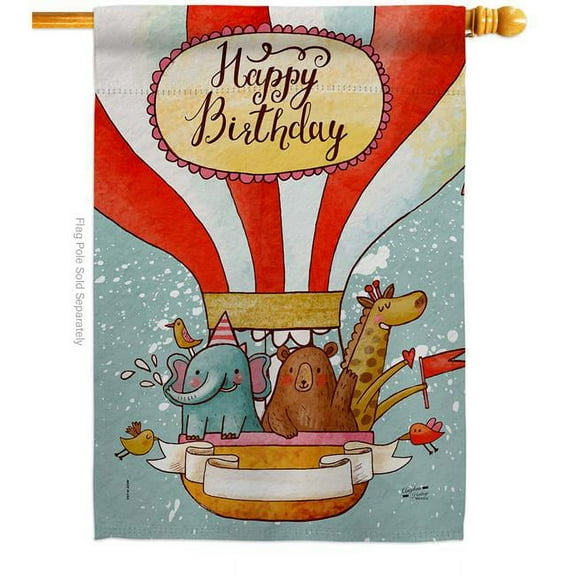 Angeleno Heritage H130329-BO Birthday Cheers Celebration Double-Sided Garden Decorative House Flag, Multi Color