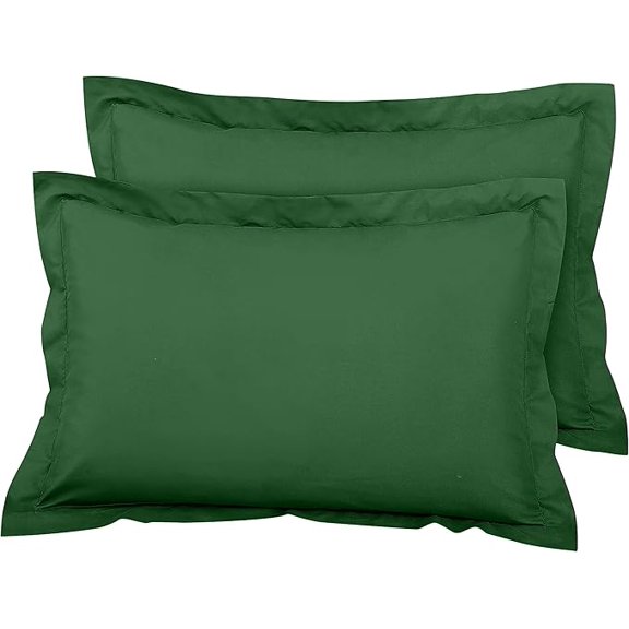 Royale Linens Pillow Shams 2 Pack King Size 20x36 Inch - Brushed 1800 Microfiber - Bed Pillow Shams, Wrinkle Resistant Soft and Cozy - Back Overlap Closure - Oxford Pillow Case (King, Hunter Green)