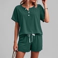 thumbnail image 2 of YDFCWXW Two Piece Outfits for Women Lounge Sets Button Down Top and Shorts Set Sweatsuits with Pockets (Green, XL), 2 of 5