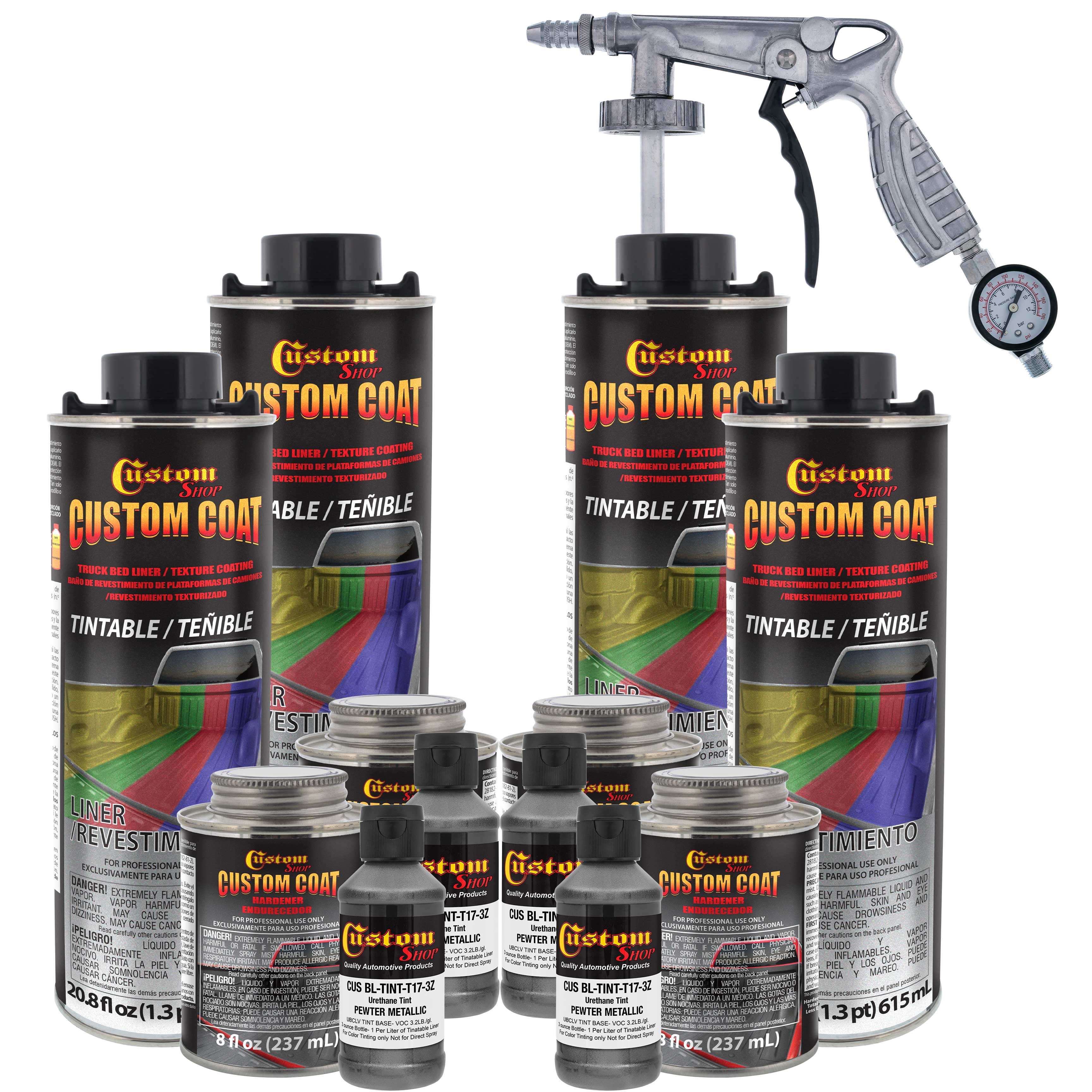Custom Coat Pewter Metallic 1 Gallon Urethane SprayOn Truck Bed Liner