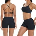 thumbnail image 2 of FNFYFH Women Seamless Workout Sets Strappy Sports Bra High Waist Booty Shorts Yoga Outfits 2 Piece Gym Athletic Clothing Set, 2 of 10