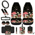 thumbnail image 2 of Jeiento Mushroom Front Car Seat Cover Full Set of 12 Daisy Steering Wheel Cover Seat Belt Pad Covers Armrest Mat Trash Bin Rear View Mirror Cover Cup Holders Keychain Air Vent Bag for Truck Sedan, 2 of 6