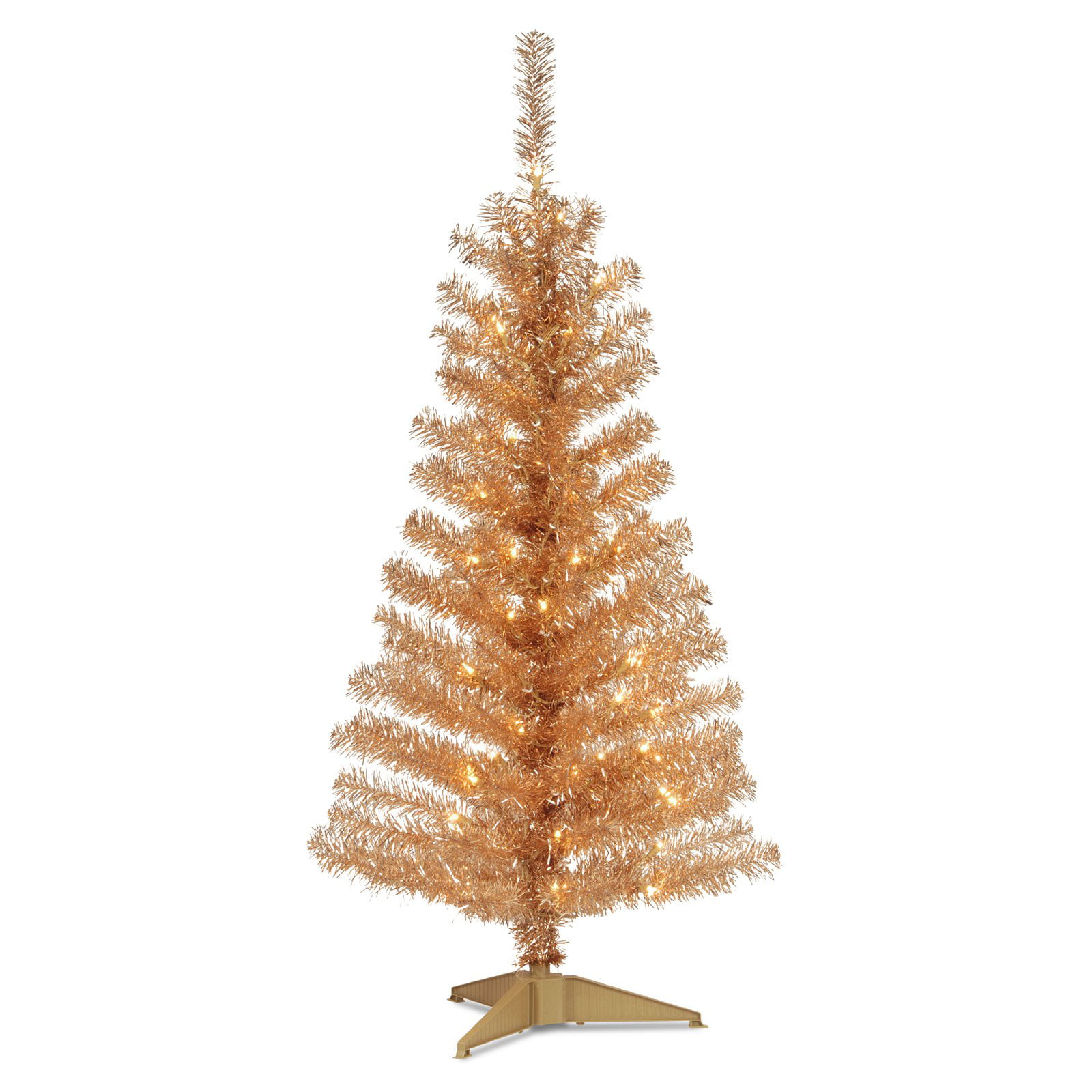 National Tree Pre-Lit 4' Tinsel Wrapped Artificial Christmas Tree with ...