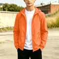 thumbnail image 2 of Boys Rain Jackets Waterproof with Hood,Solid Color Fleece Raincoats Zip Up Lightweight Windbreakers Fall Winter Coat for Kids 3-19 Years, 2 of 9